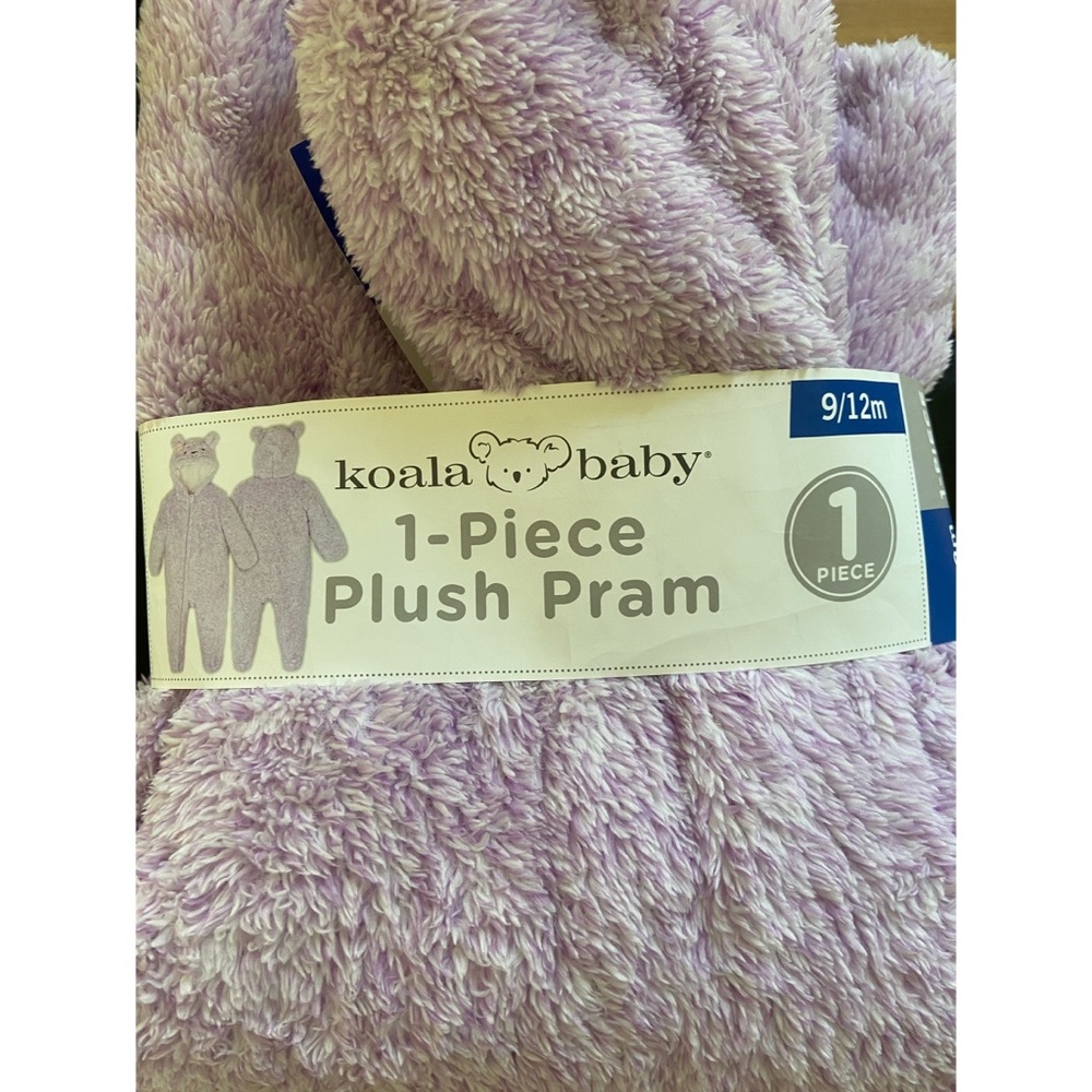 Koala Baby Infant Girls Purple Plush 1-Piece Pram - Sizes 9-12 Months